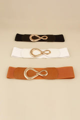 Ribbed Alloy Buckle Elastic Belt - Flyclothing LLC