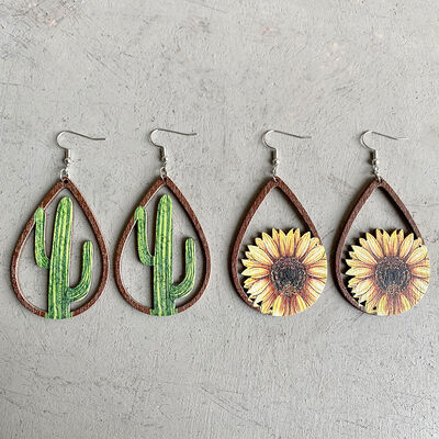 Hollowed Wooden Teardrop Earrings - Flyclothing LLC