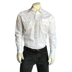 Rockmount Ranch Wear Mens White Premium Pima Cotton Herringbone Western Shirt - Rockmount Clothing