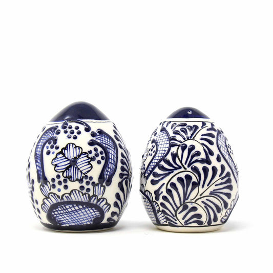 Encantada Handmade Pottery Spice Shakers, Blue Flower - Encantada