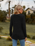 Ribbed V-Neck Long Sleeve Tee - Flyclothing LLC