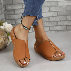 PU Leather Open Toe Sandals - Flyclothing LLC