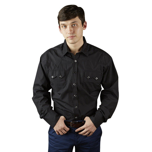 Rockmount Ranch Wear Mens Classic Pima Cotton Black Western Shirt - Rockmount Clothing