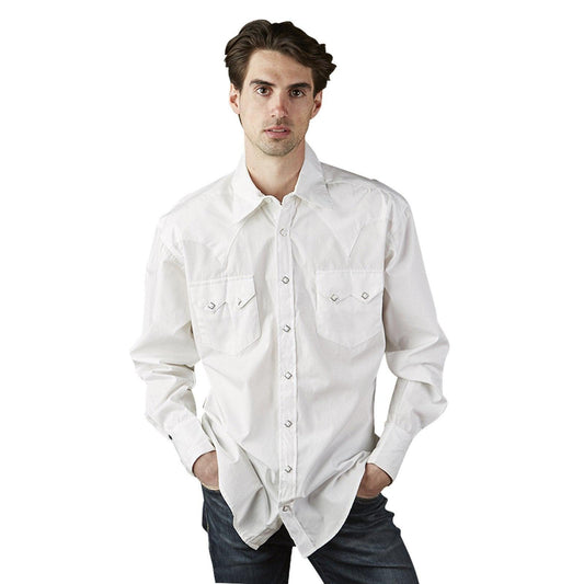 Rockmount Ranch Wear Mens Classic Pima Cotton White Western Shirt - Rockmount Clothing