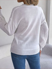 Cable-Knit Buttoned V-Neck Sweater - Flyclothing LLC