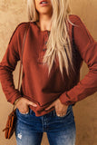 Exposed Seams Round Neck Long Sleeve Blouse - Trendsi