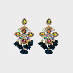 Flower Shape Rhinestone Alloy Dangle Earrings - Flyclothing LLC