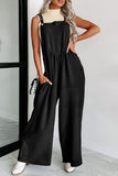 Square Neck Wide Strap Jumpsuit - Flyclothing LLC