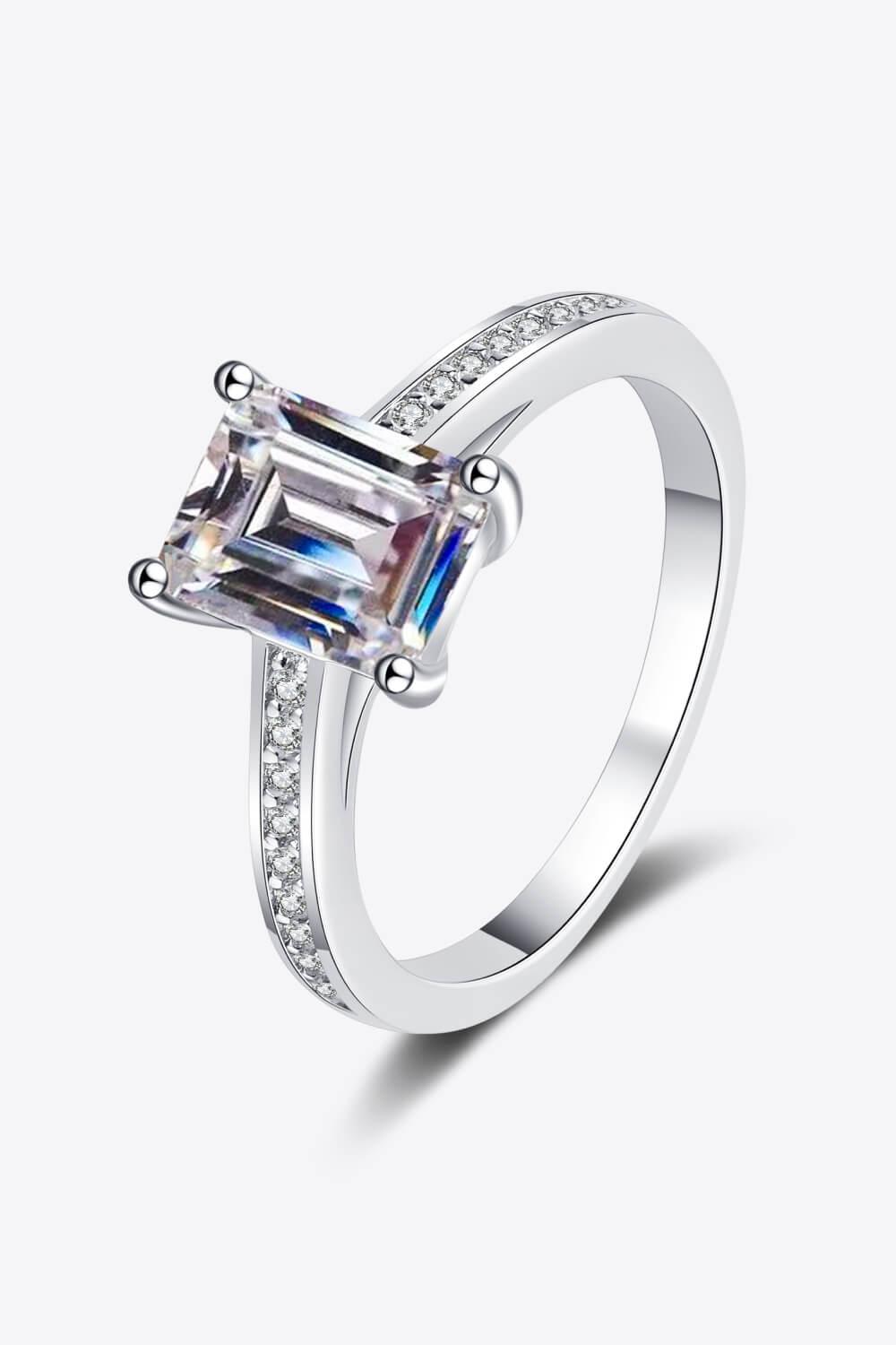 925 Sterling Silver Side Stone Moissanite Ring - Trendsi