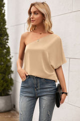 Single Shoulder Half Sleeve T-Shirt - Flyclothing LLC