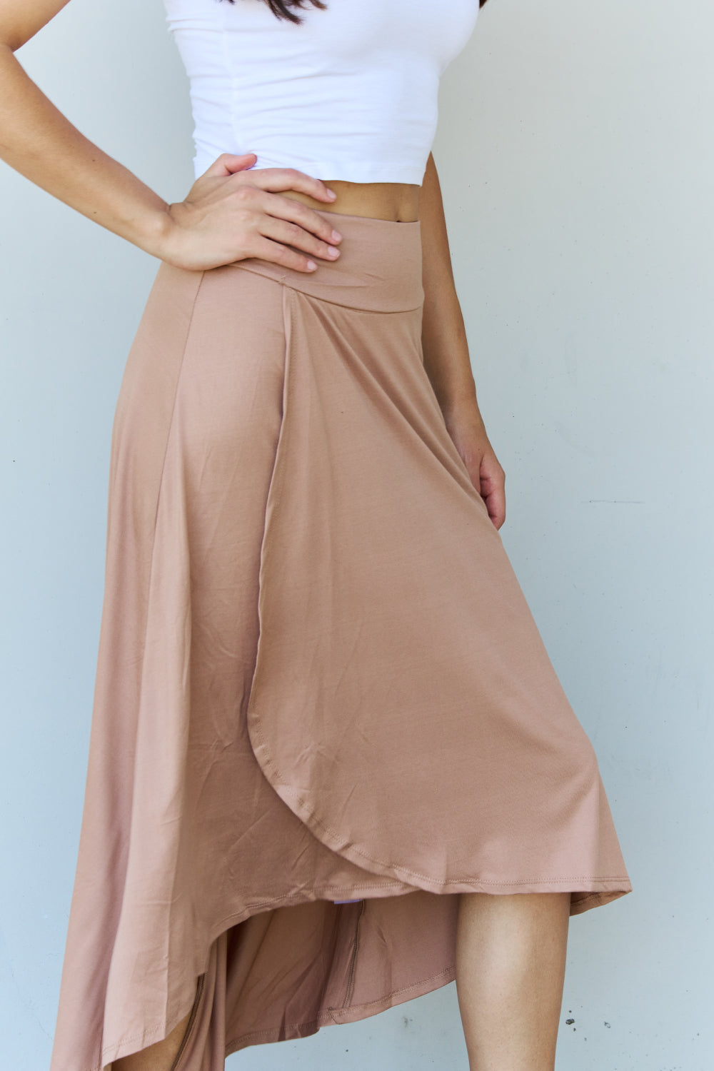 Ninexis First Choice High Waisted Flare Maxi Skirt in Camel - Flyclothing LLC