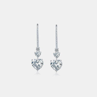 5.44 Carat 925 Sterling Silver Moissanite Heart Drop Earrings - Flyclothing LLC