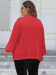 Plus Size Open Front Long Sleeve Cardigan - Flyclothing LLC