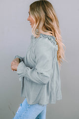 Frill Trim Flounce Sleeve Blouse - Flyclothing LLC