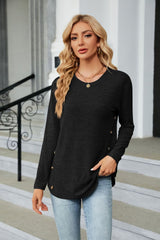 Round Neck Long Sleeve T-Shirt - Flyclothing LLC