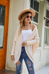 Mixed Knit Open Front Dolman Sleeve Cardigan - Flyclothing LLC