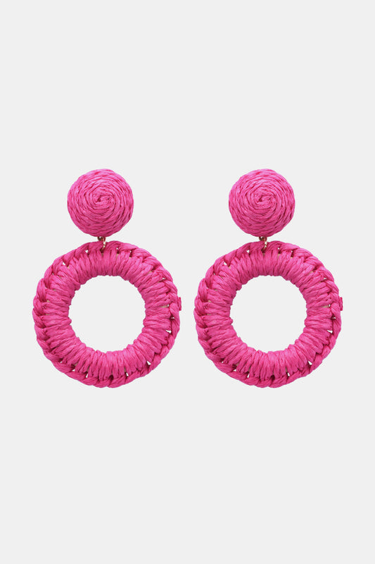 Round Shape Raffia Grass Dangle Earrings - Flyclothing LLC