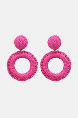 Round Shape Raffia Grass Dangle Earrings - Flyclothing LLC