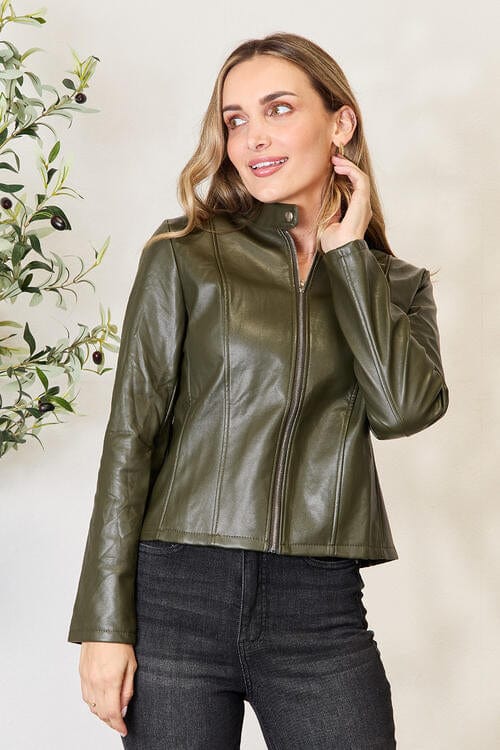 Mock Neck Zip Up Jacket - Flyclothing LLC