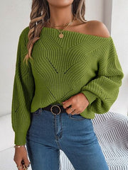 Openwork Long Sleeve Sweater - Flyclothing LLC