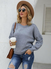 Round Neck Long Sleeve Sweater - Flyclothing LLC