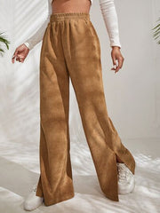 Slit Pocketed High Waist Wide Leg Pants - Flyclothing LLC