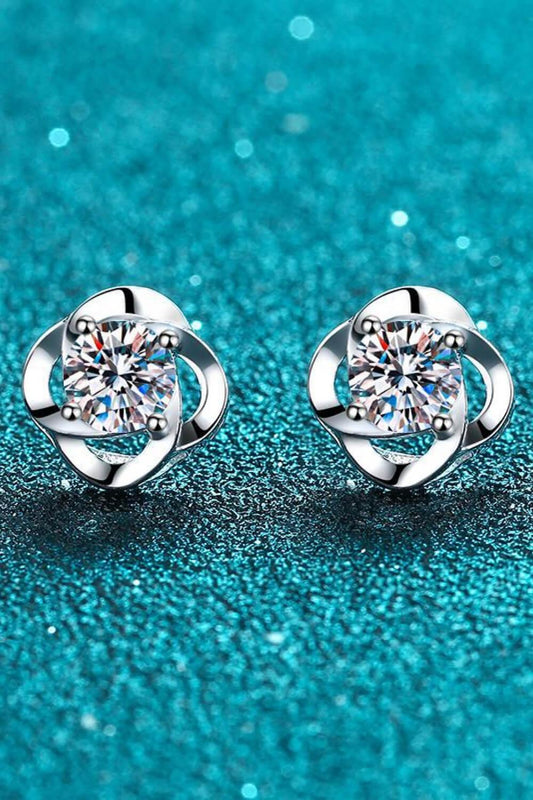 It's Your Day Moissanite Rhodium-Plated Stud Earrings - Flyclothing LLC