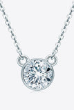 925 Sterling Silver 1 Carat Moissanite Round Pendant Necklace - Flyclothing LLC