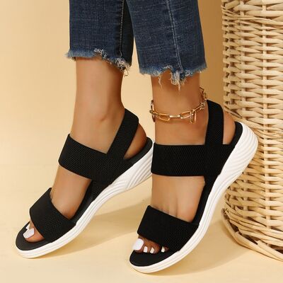 Rubber Open Toe Low Heel Sandals - Flyclothing LLC