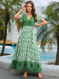 Bohemian Surplice Neck Split Maxi Dress - Flyclothing LLC