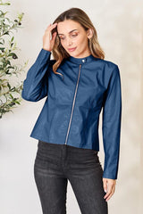 Mock Neck Zip Up Jacket - Flyclothing LLC