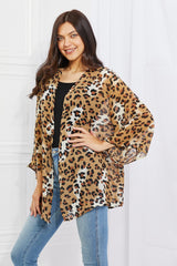 Melody Wild Muse Full Size Animal Print Kimono in Camel - Flyclothing LLC