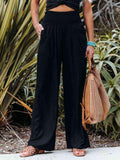 Full Size Smocked Waist Wide Leg Pants - Trendsi