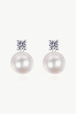 Moissanite Pearl Stud Earrings - Flyclothing LLC