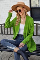 Ribbed Trim Dropped Shoulder Pocketed Cardigan - Trendsi