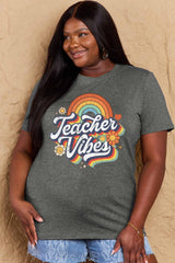 Simply Love Full Size TEACHER VIBES Graphic Cotton T-Shirt - Flyclothing LLC