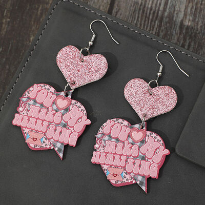 Heart Shape Wooden Earrings - Trendsi