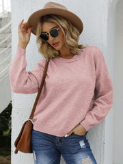 Round Neck Long Sleeve Sweater - Flyclothing LLC