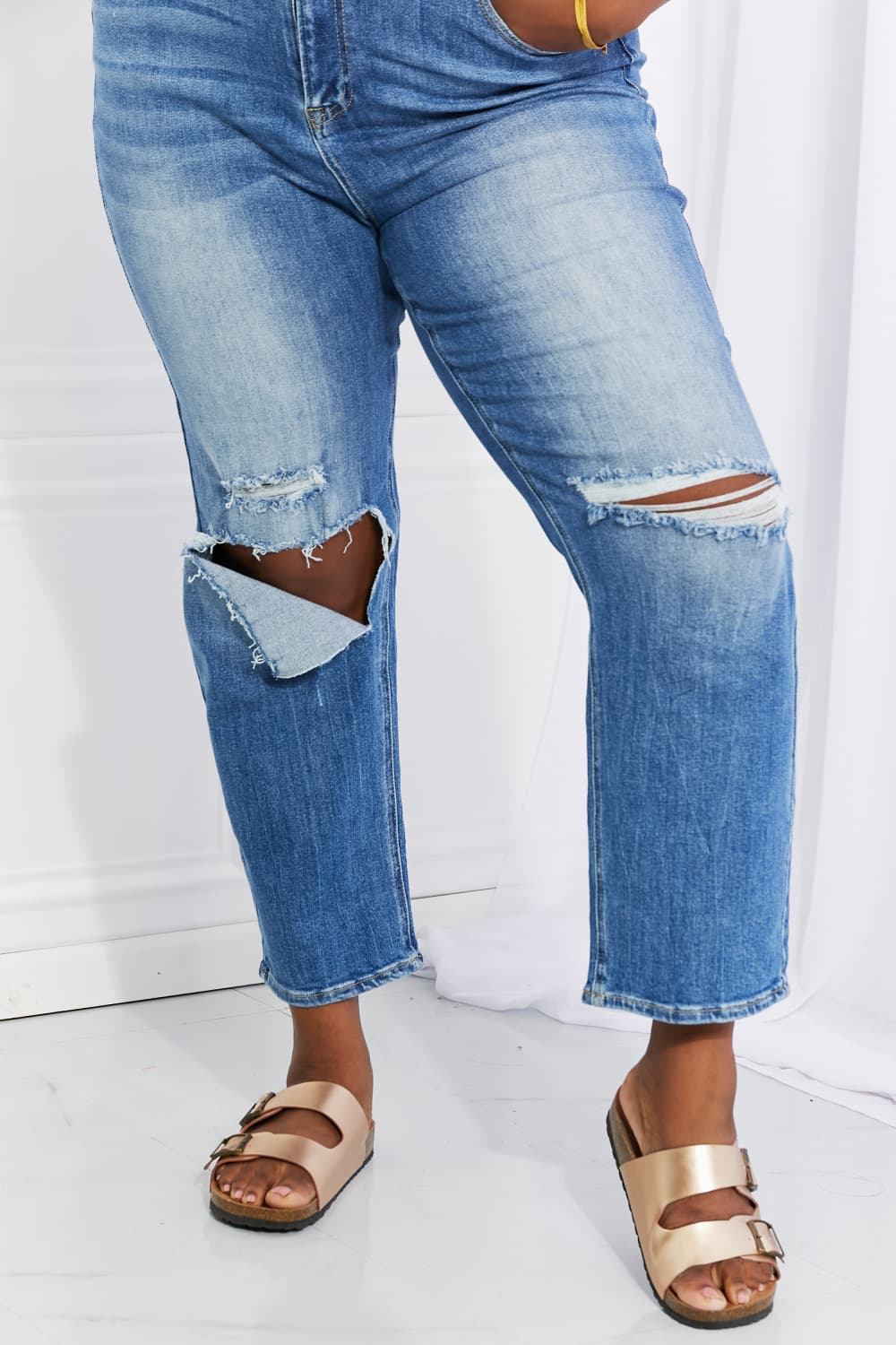 RISEN Full Size Emily High Rise Relaxed Jeans - Flyclothing LLC