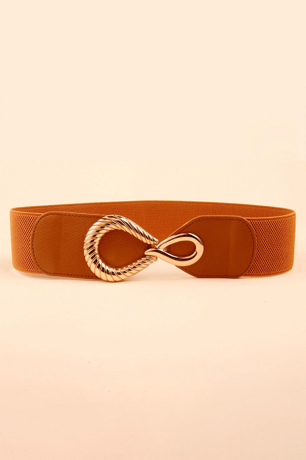 Ribbed Alloy Buckle Elastic Belt - Flyclothing LLC