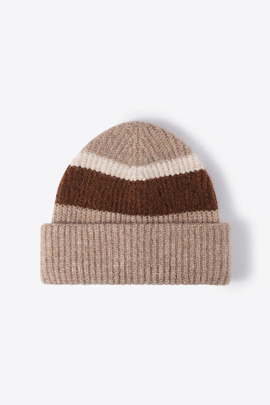 Tricolor Cuffed Knit Beanie - Flyclothing LLC