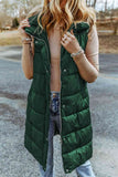 Longline Hooded Sleeveless Puffer Vest - Flyclothing LLC