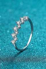 Moissanite Rhodium-Plated Half-Eternity Ring - Flyclothing LLC