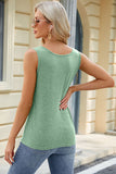 Decorative Button Round Neck Tank - Flyclothing LLC