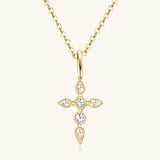 925 Sterling Silver Moissanite Cross Pendant Necklace - Flyclothing LLC