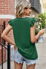 Ruffled Ruched Round Neck Tank - Flyclothing LLC