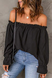 Off-Shoulder Flounce Sleeve Blouse - Trendsi