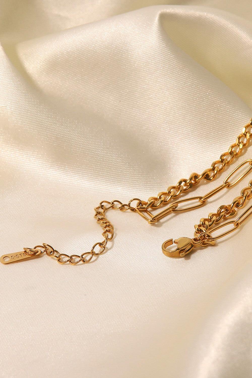 18K Gold Plated Layered Chain Necklace - Trendsi