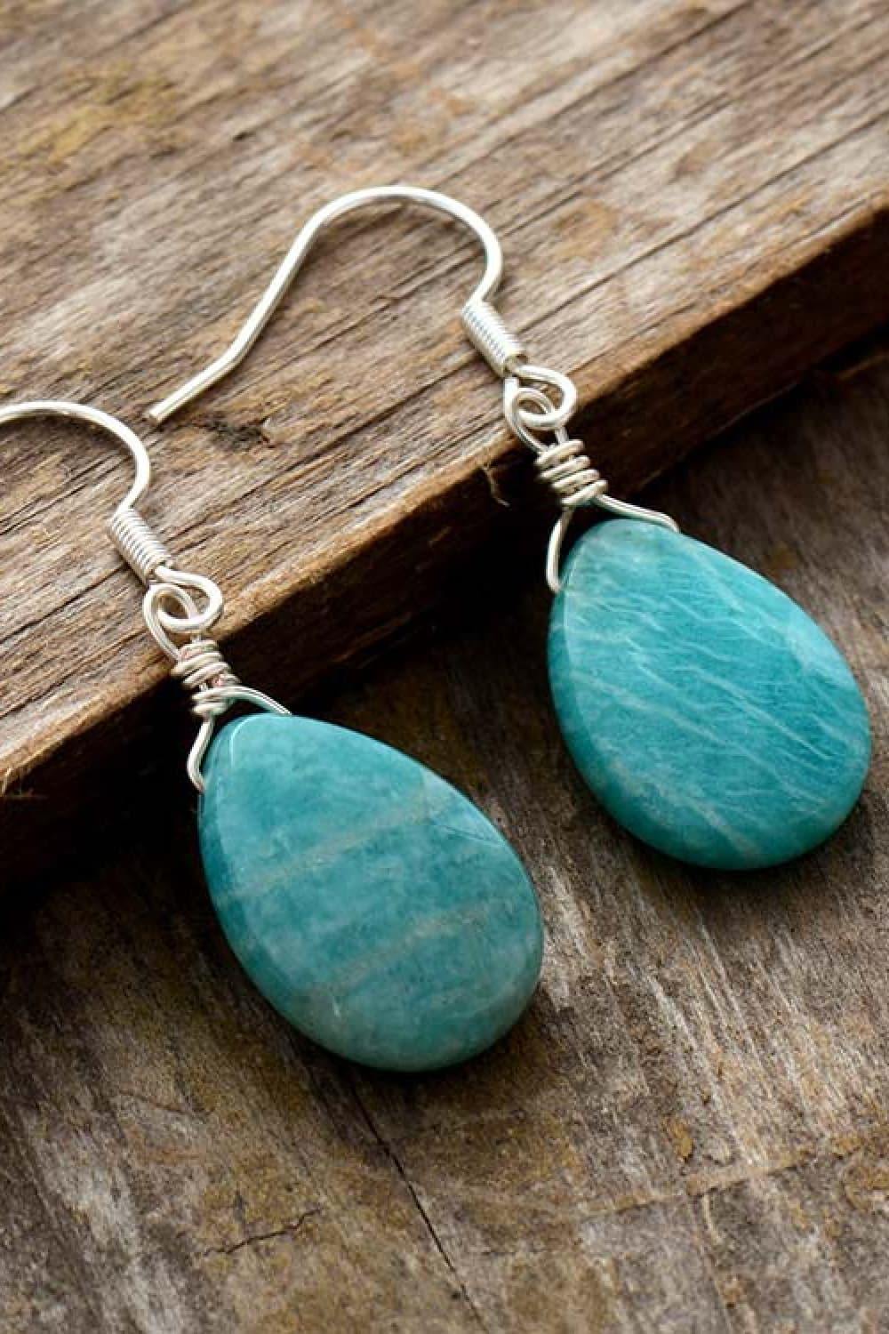 Handmade Natural Stone Teardrop Earrings - Flyclothing LLC