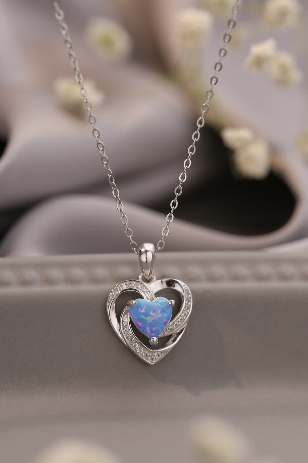 Opal Heart Pendant Necklace - Flyclothing LLC